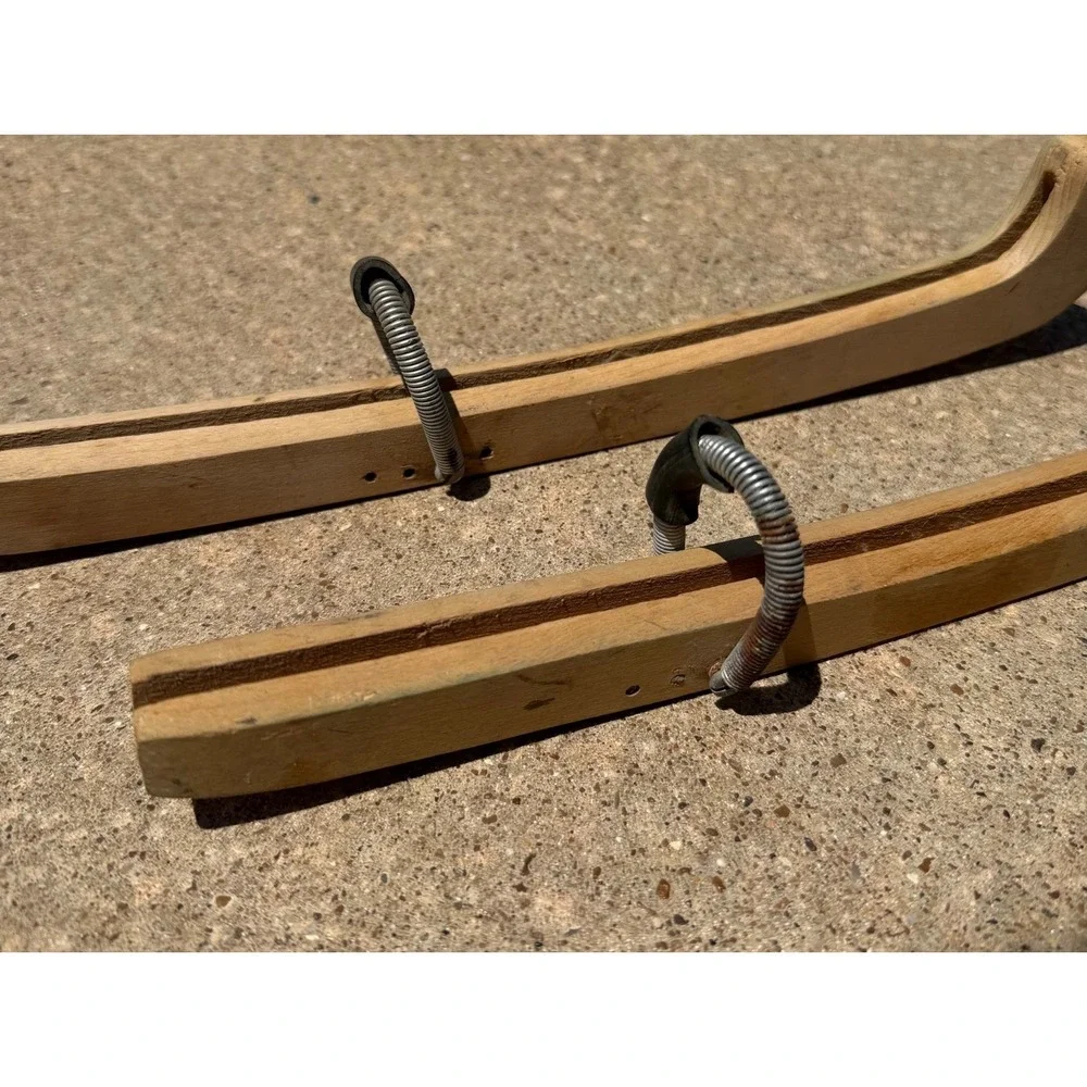 Vintage Wooden Ice Skate Blade Covers Guards. Total Length 12 in. Long - Picture 3 of 10